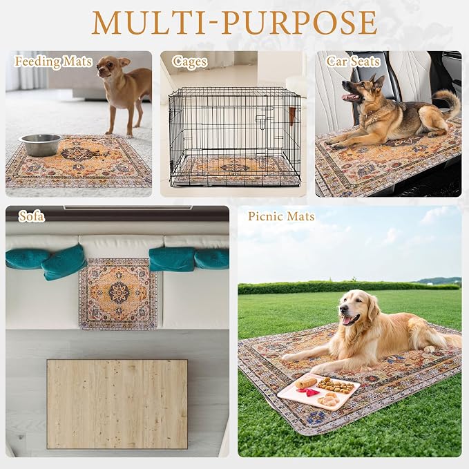 Homimp Washable Pee Pads for Dogs, 2 Pack Reusable Puppy Pads Waterproof, Absorbent and Leakproof Dog Pee Pads, Non Slip Puppy Training Pads, Pet Mat for Floor,Crate,Couch,Whelping,Khaki, 36"x41"