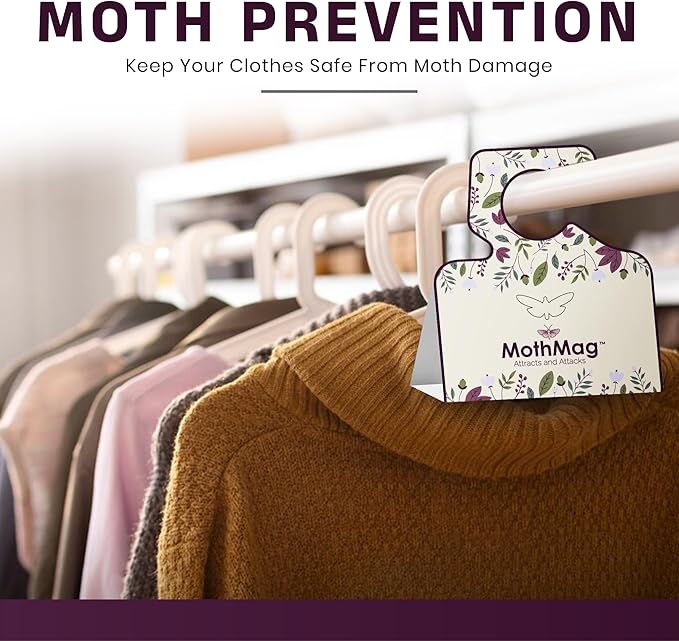 MothMag Moth Traps for Clothes, Closets, Fabrics, and Carpets, Clothes Moth Traps, Closet Moth Traps, Clothing Moth Pheromone Traps (12 Pack)