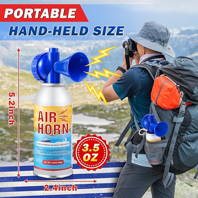 1 Pack 3.5oz Large Air Horn, 122DB Very Loud Air Horns Can, Marine Boat Horns for Safety, Meet Coast Guard, Fog Blow Horn Boat Accessories, Ideal for Boating, Camping, Hiking