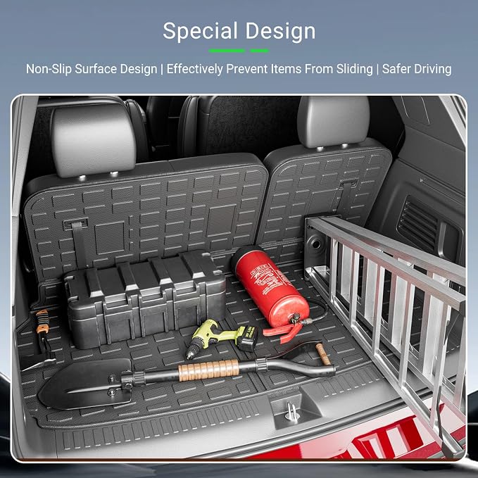 xipoqix Cargo Mat Backrest Mat Compatible with 2024-2026 Chevy Traverse GMC Acadia 2025 2026 Buick Enclave Cargo Liner Replacement for 2024-2026 Chevy Traverse Accessories (Trunk Mat+Backrest Mats)