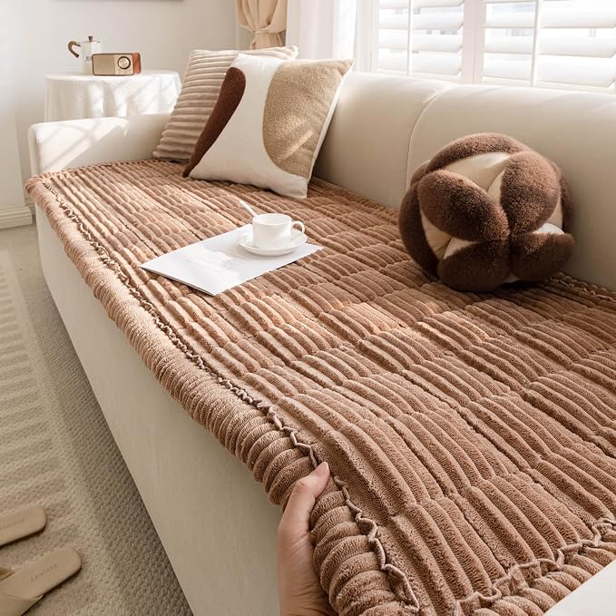 Couch Cover for Dogs Washable, Non-Slip Pet Couch Covers for Sofa, Fuzzy Dog Couch Cover Blanket for Furniture Protector (Z-Coffee, 27.6" x 70.9"/70 x 180cm)