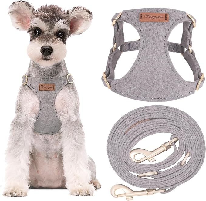 Puppytie Dog Harness with Multifunction Dog Leash,Soft Adjustable No Choke Escape Proof Pet Harness Vest for Medium Dogs or Large Dogs,Silver Grey,M