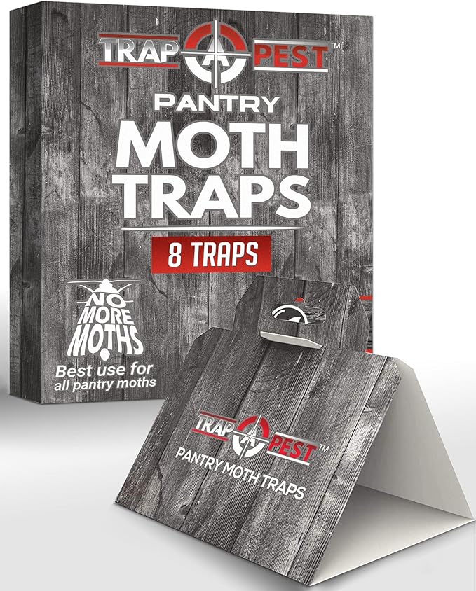 8 Pack Pantry Moth Traps- Safe and Effective for Food and Cupboard- Glue Traps with Pheromones and Anti bacterial for Pantry Moths