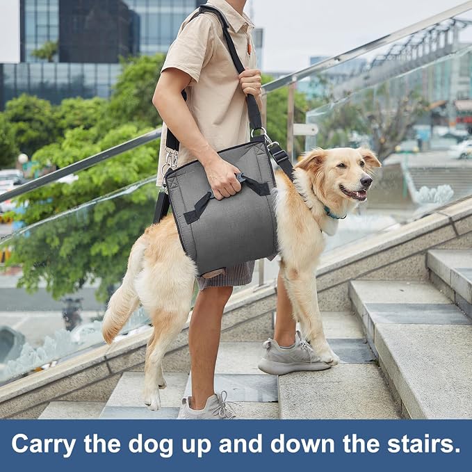 COODEO Dog Carry Sling, Emergency Backpack Pet Legs Support & Rehabilitation Dog Lift Harness for Nail Trimming, Dog Carrier for Senior Dogs Joint Injuries, Arthritis, Up and Down Stairs(2XL, Black)