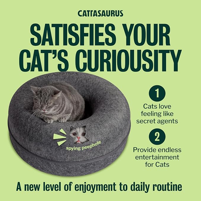 Peekaboo Cat Cave for Multiple & Large Cats Up to 30-45 Lbs, Scratch Detachable & Washable Tunnel Bed, Comfy Donut Cat Cave (Dark Gray, Large)