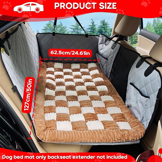 Dog Car Bed Mat Non-Slip Backseat Extender Dog Bed 50" x24.6" | Travel Bed for Dogs，Chew-Resistant, Easy Clean & Scratch-Proof, Comfort Design, Fits Trucks/Sedans/SUVs