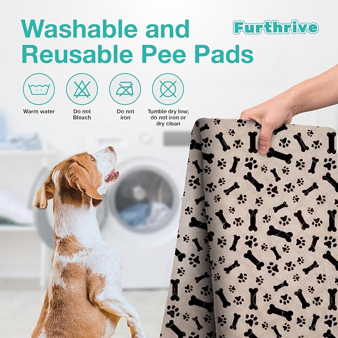 Furthrive Washable Pee Pads for Dogs with Pheromone Attraction, Reusable | Reusable Puppy Pads, Waterproof Non-Slip Training Pad 31.25 x 27.25 in, Pet-Friendly for Crates, Apartments (One Unit)