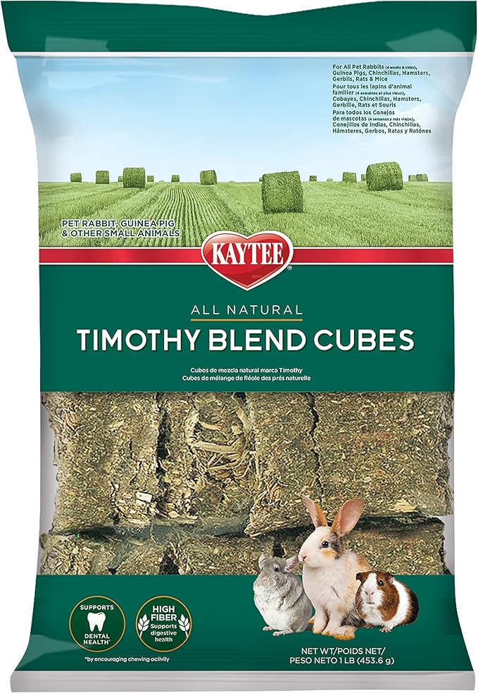 Kaytee Timothy Hay Blend Cubes for Pet Rabbits, Guinea Pigs, Chinchillas, and Other Small Animals, 1 Pound