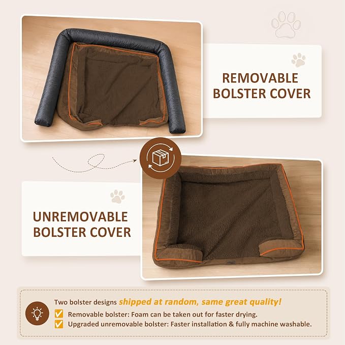 Comfort Expression Waterproof Orthopedic Dog Beds for Large Sized Dog | Supportive Egg Crate Foam Large Pet Bed with Removable Bolsters, Dog Couch with Washable Cover & Non-Slip Bottom, 38x25 Inch