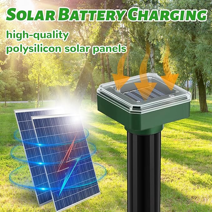 Mole Repellent 10 Pack Solar Powered Snake Repellent for Yard Ultrasonic Sonic Mole Deterrent Pest Control Rodent Repeller Chaser Gopher Vole Trap Outdoor Gopher Ultrasonic for Lawn Garden Repeller