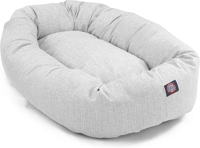 Majestic Pet Bagel Calming Dog Bed, 52 Inch X-Large, Round, Washable, Gray | Cozy Soft Fluffy Donut Pet Bed with Spine Support for Head Rest – Anti-Anxiety Comfort for Puppies & Dogs, 52x35x11 Inches