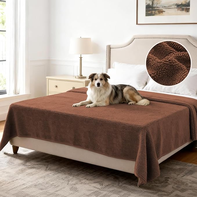 H.VERSAILTEX Non Slip Pet Couch Cover Chenille Dog Bed Protector Thick Soft Sofa Slipcover Pet Friendly Washable Couch Cushion Covers for Pets (52" x 82", Caramel)