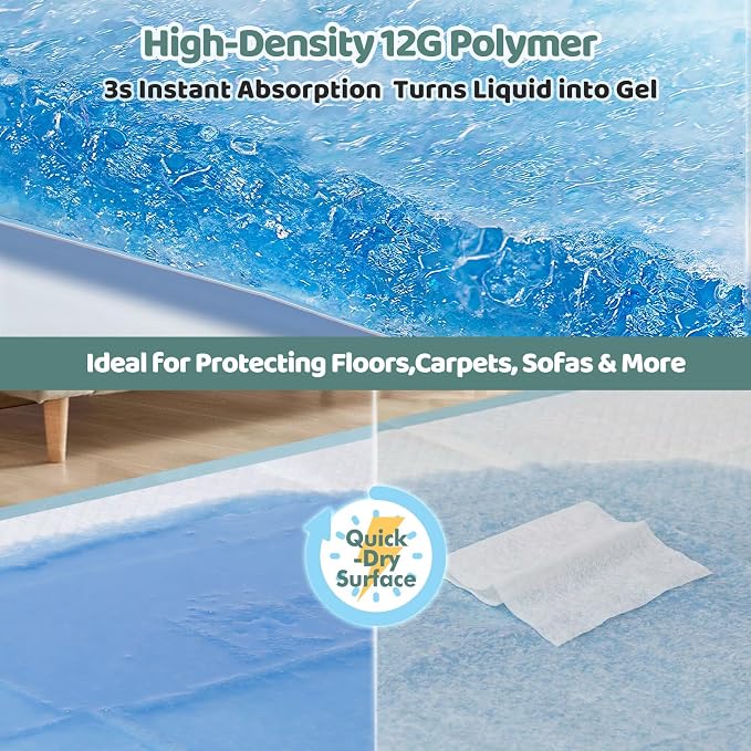 Gimars XL 6-Layer Ultra Absorbent 1200ml 48-Hour Leak-Proof Dog Pee Pads, Quick Dry Extra Large Puppy Pads for Puppy Training, Senior & Incontinent Dogs, Cats, Overnight Use, 28"x34", 50 Count