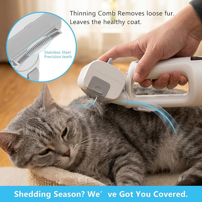 Pet Brush With Vacuum | 5-in-1 Hair Shedding & Vacuum Tool Kits | DELOMENPA Pet Brush With Vacuum | 5-in-1 Hair Shedding & Vacuum Tool Kit