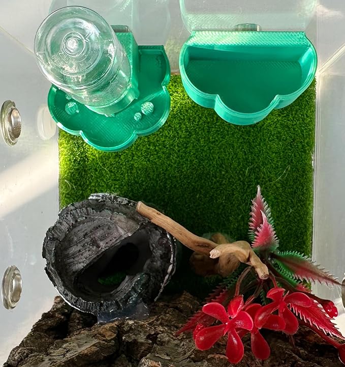 Jumping Spider Water Dispenser, Magnetic Hanging Feeder Dish with Cleaning Brush and Tweezers,Fits for Jumping Spiders,Arboreal Animals, and Other Small Animal Accessories (Black, 8ml)
