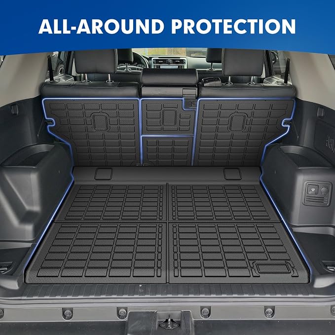 Mixsuper Cargo Liner for Toyota 4Runner 2010-2024 5 Seater (No 3rd Seat or No Sliding Cargo Deck), All Weather Cargo Mat Backrest Mat TPE Back Seat Cover Protector for 4Runner Accessories