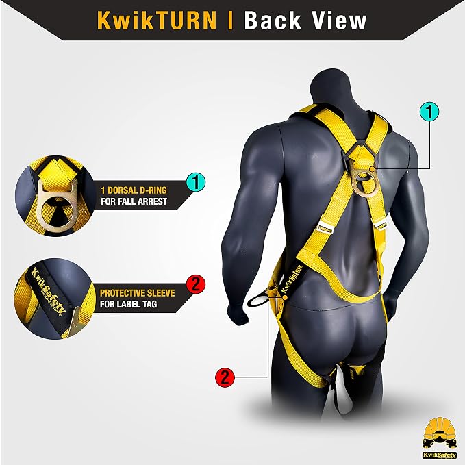 KwikSafety - Charlotte, NC - MONSOON Safety Harness [4 HEAVY DUTY D-RINGS] ANSI OSHA Safety Harness Fall Protection Kit