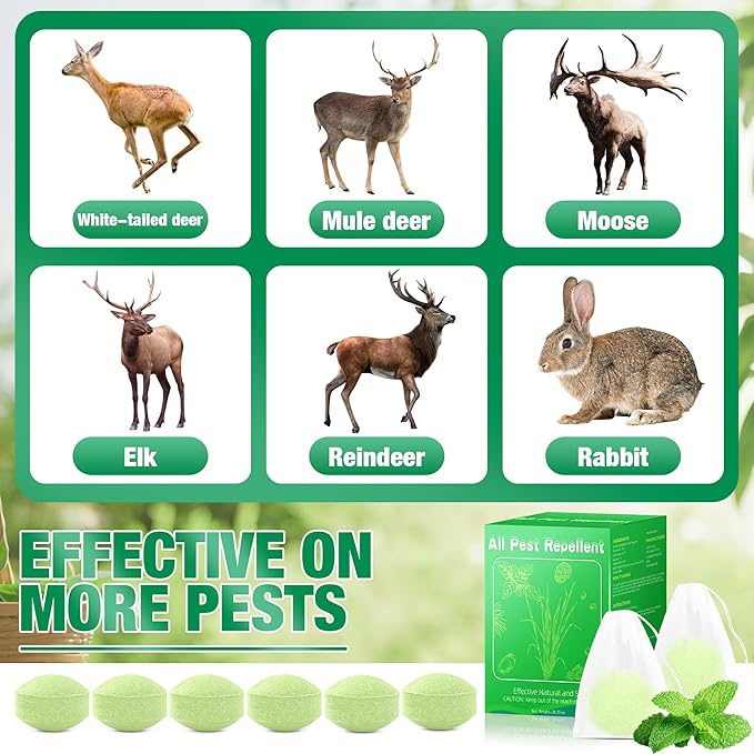 24 Pack Deer Repellent Peppermint Oil to Keep Deer Away from Plant, Powerful Deers Repellent for Garden Yard Fruit Tree Patio,new