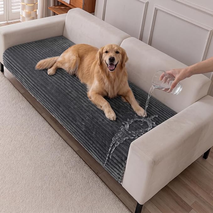 FUANGUI Waterproof Couch Cover for Dogs, Washable Pet Couch Covers for Sofa | Soft Cat Dog Bed Cover Non-Slip Couch Covers for 3 Cushion Couch Sofa Pet Friendly
