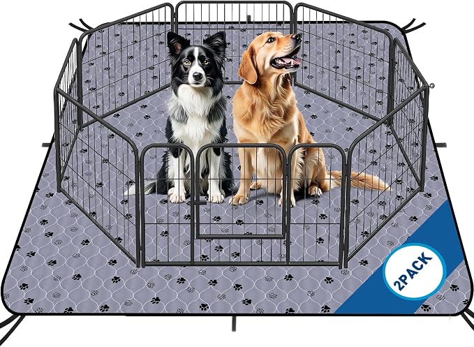 Fostanfly Washable Pee Pads for Dogs, 72"x72"-2 Pack Extra Large Reusable Potty Pads for Floor, Non-Slip Waterproof Pet Playpen Mat for Puppy/Senior Dog Whelping Incontinence