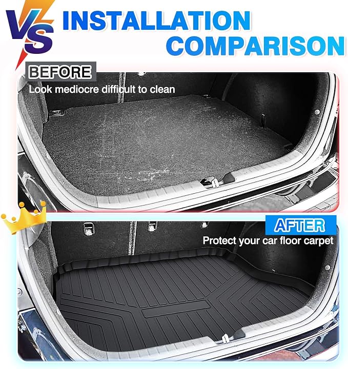 Cartist Cargo Liner Custom Fit for Kia Forte 2019-2024 Accessories All Weather Trunk Mat for Forte Cargo Mat Heavy Duty TPE Anti-Slip High Side