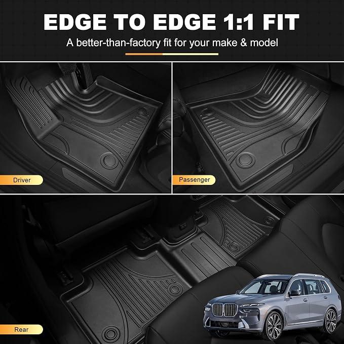 Floor Mats & Cargo Liner & 2nd 3rd Backrest Mat for BMW X7 2019-2026, ONLY for 7-Seats (with 2nd Row Bench Seat), Custom Fit for BMW G07 All Weather Trunk Mat Back Seat Cover Protector Full Set