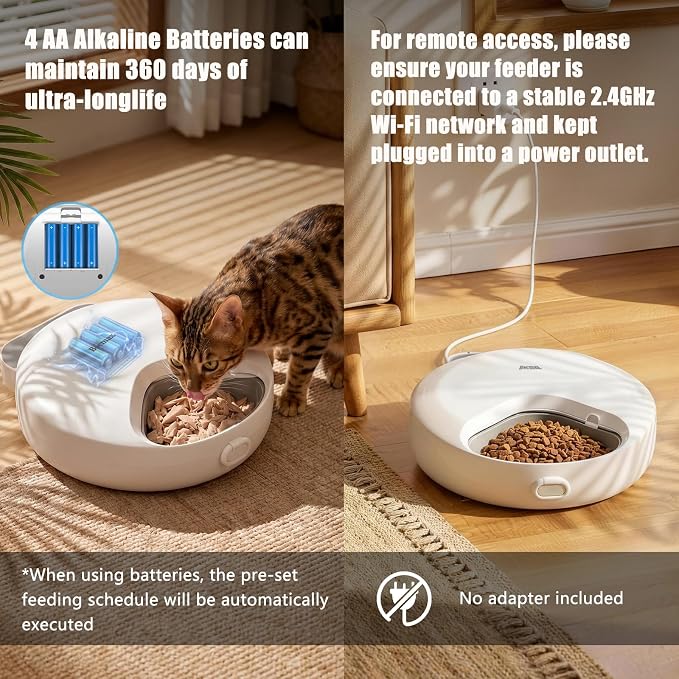 WiFi Automatic Wet Food Cat Feeder with App Control, Auto Refrigerated Wet Foods Feeder for Cats Dogs 4 Meal Timed Fresh Foods Dispenser with 2 Ice Packs for Kitty Puppy Automatic Cat Dog Food Bowl
