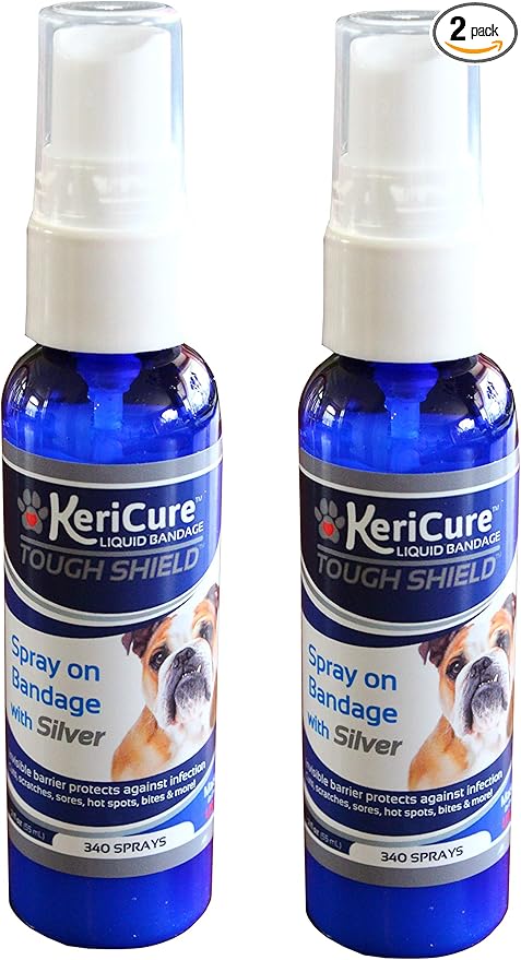 Tough Shield Silver Liquid Bandage, 2 Pack, Spray on Bandage with Silver Hydrosol for Pets and Small Animals, 2oz First Aid Sprays for Dogs, Cats - Soothes, Seals, and Protects