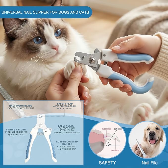 12PCS Dog Bath Kit & Dog Brush Kit for Dogs & Cats - Professional Pet Grooming Tools Set with Shedding Brush, Bath Scrubber, Dematting Comb & Storage Bag - Complete Dog Washing Essentials, Blue