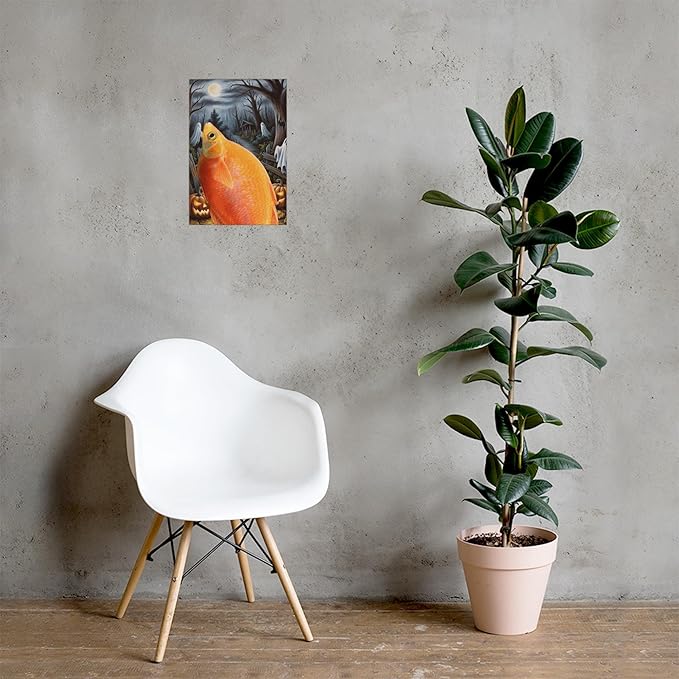 Spooky Halloween Pumpkin Ghost Pet Portrait Wall Art Red Rainbowfish Poster 12x18 Inches Unframed - Funny Fall Novelty Decor Gifts for Red Rainbow Rainbowfish Lovers