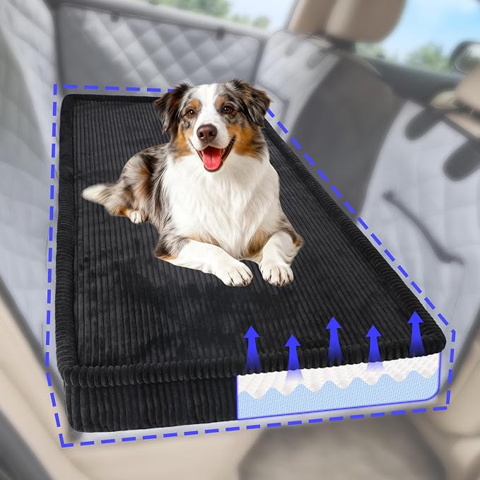 Loiion Dog Car Bed, Non-Slip Backseat Extender Pet Mat 50"x24.6"x4" | Removable, Washable Dog Bed With Waterproof Liner Protects Car Seats, Anti-Slip Travel Bed For Dogs