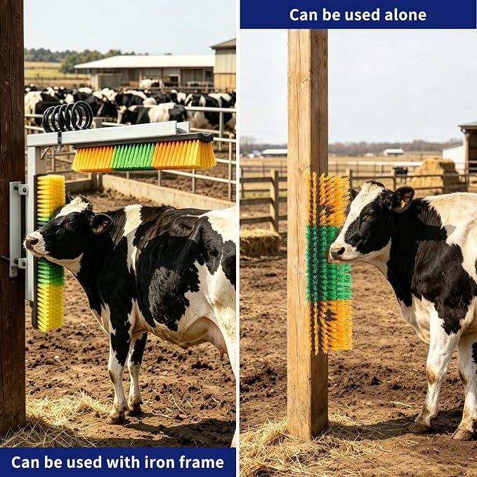 Livestock Scratch Brush Animal Back Scratching Brush for Cow | Livestock Grooming Brush Farm Animal Scratcher Livestock Itch Reliever Farm Mount‑able Brush Animal Self‑Groomer