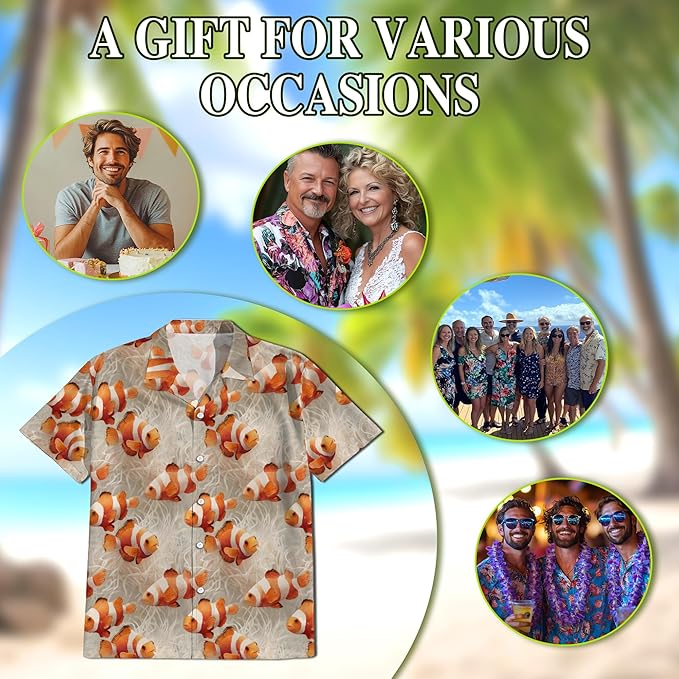 Fishing Crappie Hawaiian Shirt for Men, Button Down Summer Beach Short Sleeve, Fishing Lover Gifts, Sizes S-5XL