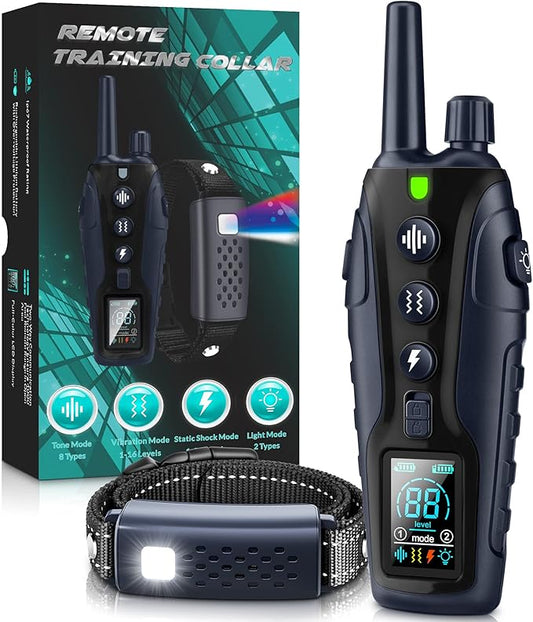 Shock Collar for Dogs - 4500FT Dog Training Collar with Remote, Waterproof e Collar with Flashlight, 4 Training Modes, Keypad Lock, Rechargeable Dog Shock Collar for Small Medium Large Dogs