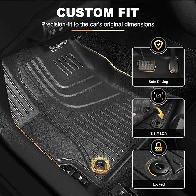 AOMSAZTO Car Floor Mats for Toyota Corolla Sedan 2020-2026,Heavy Duty TPE All Weather Automotive Floor Mats,1st & 2nd Row Full Set Rubber Floor Liners, Anti Skid Car Mats(not fit for Hatchback)-Black