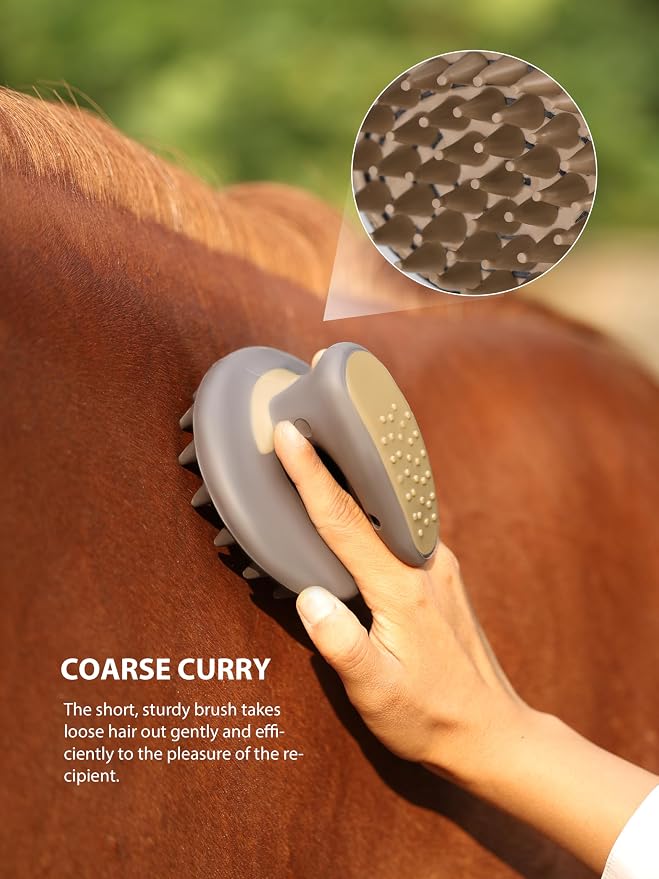 Harrison Howard Horse Grooming Brushes Kit 7 pieces with Organizer Tot Equine Care Series Horse Brush Sets Black