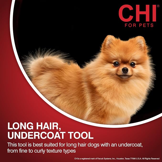 CHI for Dogs Dematting and Deshedding Undercoat Rake Dog Grooming Tool Long Hair and Double Coats Rounded Blade Teeth Remove Mats and Loose Undercoat Detangling Rake Shedding Control Ergo Handle | Rounded blade teeth remove mats and loose undercoat, fo...