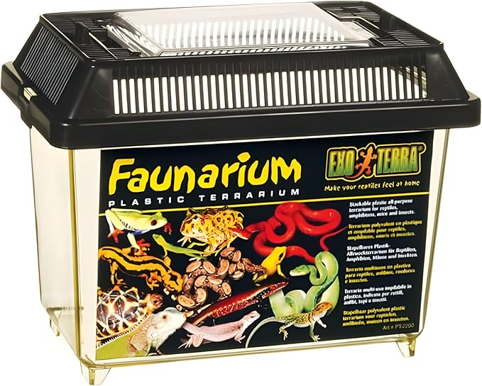 Exo Terra Faunarium Small PT2255 – Plastic Reptile Terrarium and Transport Container for Lizards, Spiders & Amphibians