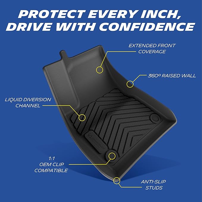 Michelin Vehicle Mat, All-Weather TPE Custom Fit Liner for Tesla Model 3 Floor Mats 2017-2023 (3 Piece), Premier B