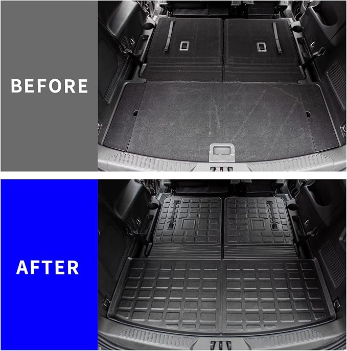 Rongtaod Cargo Mat Compatible with 2020-2025 2026 Ford Explorer 6&7 Passenger Cargo Liner Trunk Mat Back Seat Cover Protector Upgrade 2024 Explorer Accessories (Trunk Mat with Backrest Mat)
