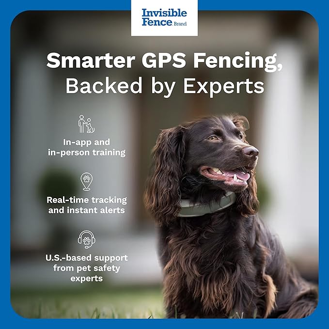 Invisible Fence GPS Dog Fence & Tracking Collar - Wireless - Smart Dog Collar with App Controlled Tracking - Fits Medium & Large Dogs Neck 15"-28" Waterproof