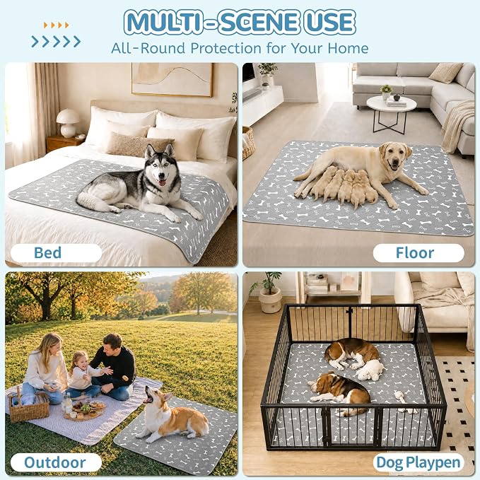 Washable Pee Pads for Dogs, 2 Pack Reusable Puppy Pads, 18"x24" | Super Absorbent, Waterproof & Leakproof, Non-Slip Bottom, Machine Washable, For Floors, Beds, Couches, Crates, Carpets, Cars