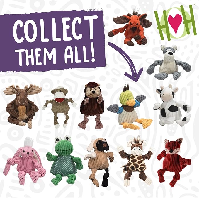 HuggleHounds Knottie Plush Dog Toy - Dog Stuffed Animal Toy, Puppy Toys, Squeaky Dog Toy for Small, Medium & Large Dogs, Durable Plush to Keep Them Busy - Reggie Racoon, Small