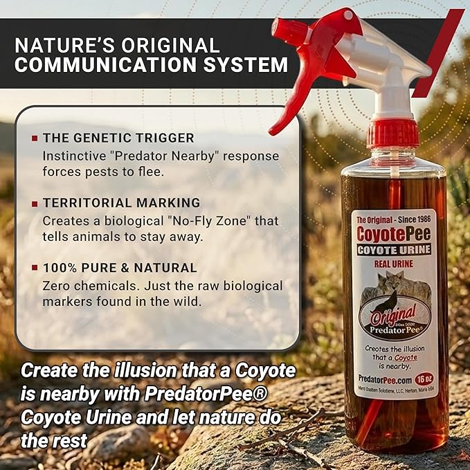 PredatorPee 100% Coyote Urine Kit, Territorial Marking Scent Kit, Creates Predator Presence Illusion for Deer Raccoons Groundhogs Rats, Outdoor Yard Garden Perimeter Setup