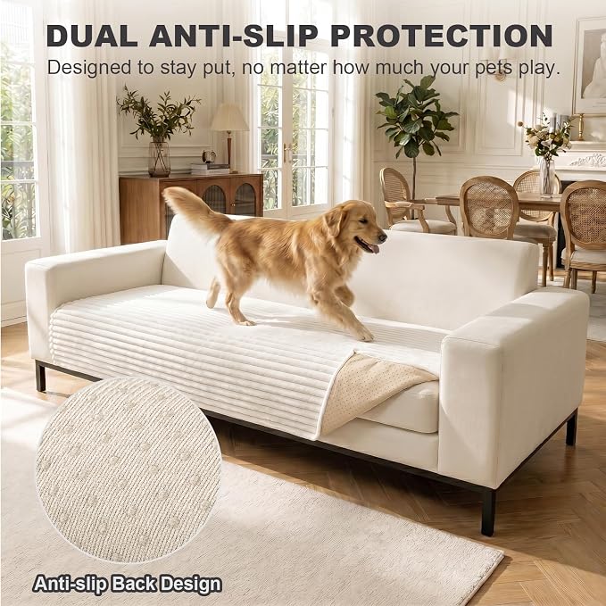 FUANGUI Waterproof Couch Cover for Dogs, Washable Pet Couch Covers for Sofa | Soft Cat Dog Bed Cover Non-Slip Couch Covers for 4 Seat Cushion Couch Sofa Pet Friendly