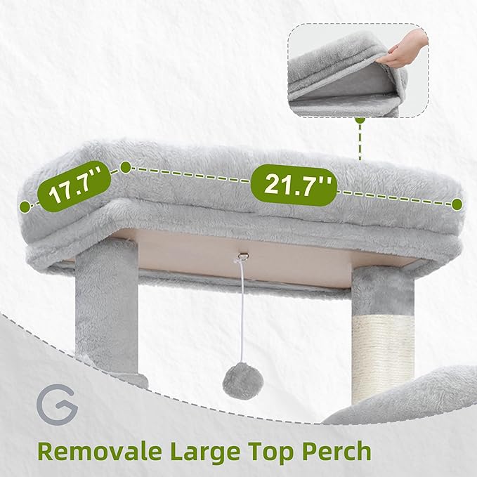 Gitelsnour Cat Tree for Large Cats, 78.7"(200cm) Tall Cat Tower for Indoor Cats Multiple Cats with Large Top Perch, Cat Condo, Cat Hammcok, Cat Scratching Post, Light Gray GCT031W