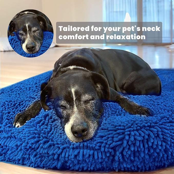 Muddy Mat® Cloud K-9 Bed for Dogs & Cats, Soft & Relaxing Donut Dog Bed, Chenille Material, Removable Cover, Washable & Dryer Safe–Navy Blue Large(40'x40')