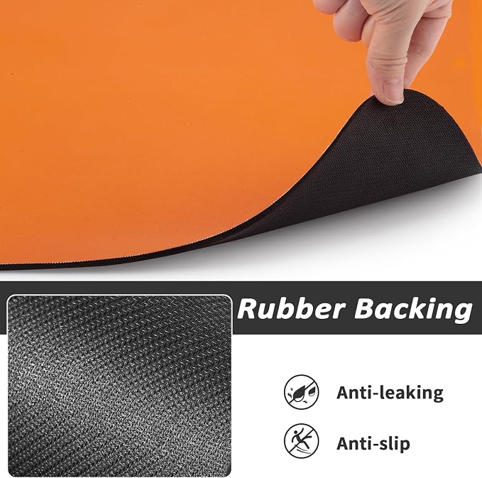 HotLive Dog Food Mat - Absorbent Cat Mat for Food and Water, No Stains Pet Feeding Bowl Mat, Easy to Clean Pet Placemats, Quick Dry Dog Water Dispenser Mat for Messy Drinkers | Paw Orange 16"x 24"