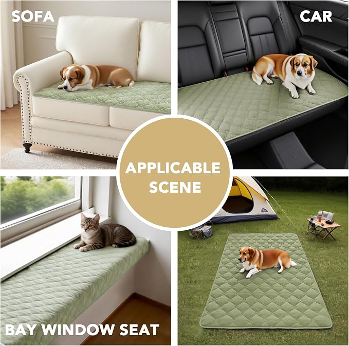H.VERSAILTEX Chenille Couch Cover for Dogs Washable Soft Fuzzy Chair Covers for Living Room Sectional Sofa Cover Thick Pet Couch Cover Protector Non-Slip Dog Bed Cover(Tender Green, 28" x 34")