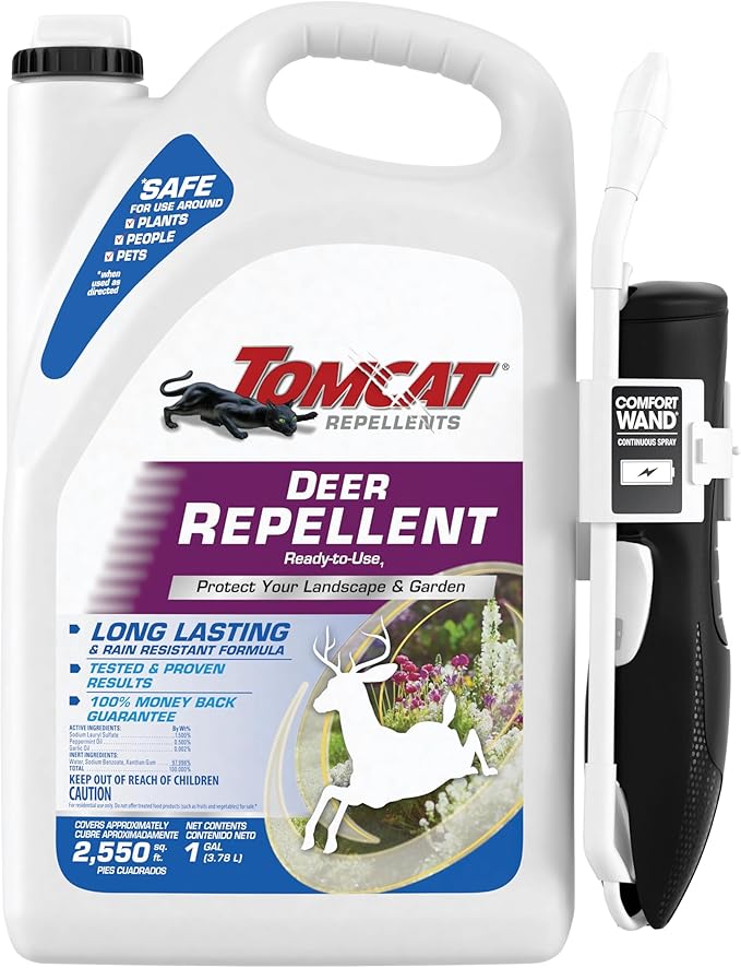 Tomcat Repellents Deer Repellent, Ready-to-Use, Protects Landscapes and Gardens, Contains Essential Oils, 1 Gal.